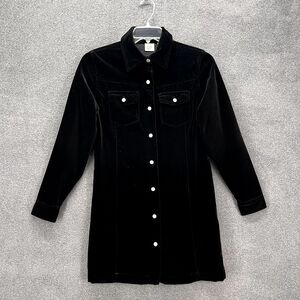 Gap Jacket Womens 8 Black Velvet Long length Button up collared coat button up